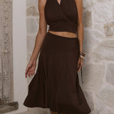 Taylin Halter Neck Top - Braon