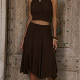 Taylin Halter Neck Top - Braon