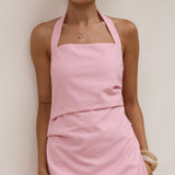 Kayden Mini Halter Haljina - Baby Pink