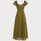 Zelena Haljina Maxi sa Dekoltéom u Obliku Srca