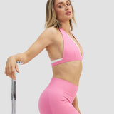 Elevate™ Sculpting Seamless V-Neck Halter Bra | Bubble Pink