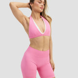 Elevate™ Sculpting Seamless V-Neck Halter Bra | Bubble Pink