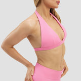 Elevate™ Sculpting Seamless V-Neck Halter Bra | Bubble Pink