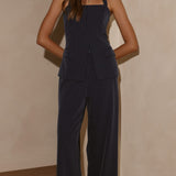 Fallon Halter Neck Top - Mornarica