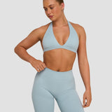 Elevate™ Sculpting Seamless V-Neck Halter Bra | Plava Magla