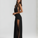 Mila | Halter Neck Backless Maxi Dress