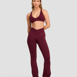 Elevate™ Sculpting Mid V-Waist Flare Leggings | Merlot