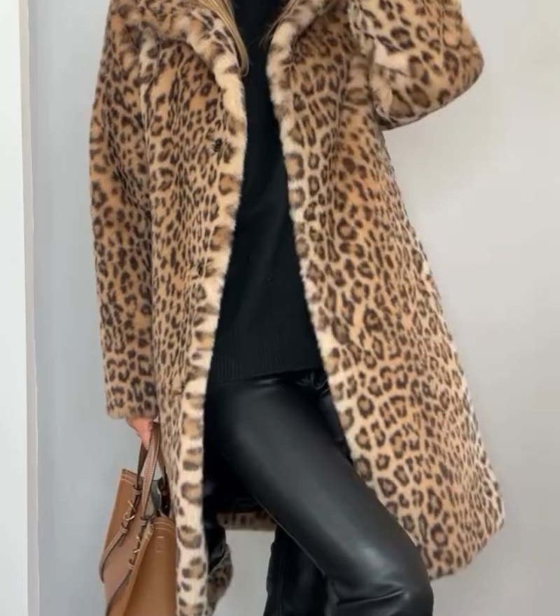 LEIA - Dugi Mekani Kaput sa Leopardim Motivom