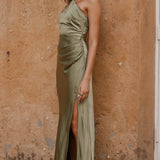 Halle Halter Maxi Haljina - Maslina