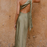 Halle Halter Maxi Haljina - Maslina
