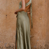 Halle Halter Maxi Haljina - Maslina