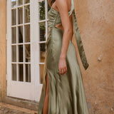 Halle Halter Maxi Haljina - Maslina