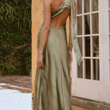 Halle Halter Maxi Haljina - Maslina