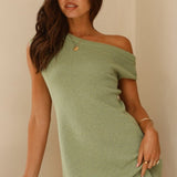 Robin Off Shoulder Mini Haljina - Maslinasta