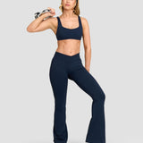Elevate™ Sculpting Mid V-Waist Flare Leggings | Midnight Navy