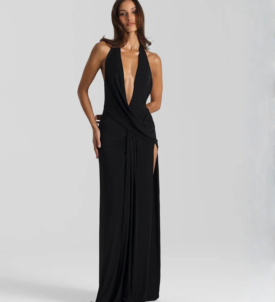 Mila | Halter Neck Backless Maxi Dress