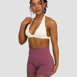 Elevate™ Sculpting Seamless V-Neck Halter Bra | Krem
