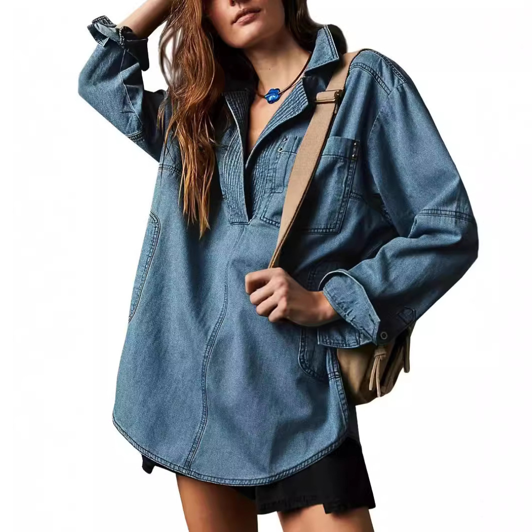 Emilia | Chic V-Izrezani Denimski Tunika Top