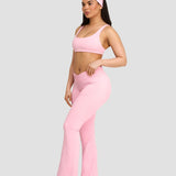 Elevate™ Sculpting Mid V-Struk Flare Leggings | Pamuk Roze
