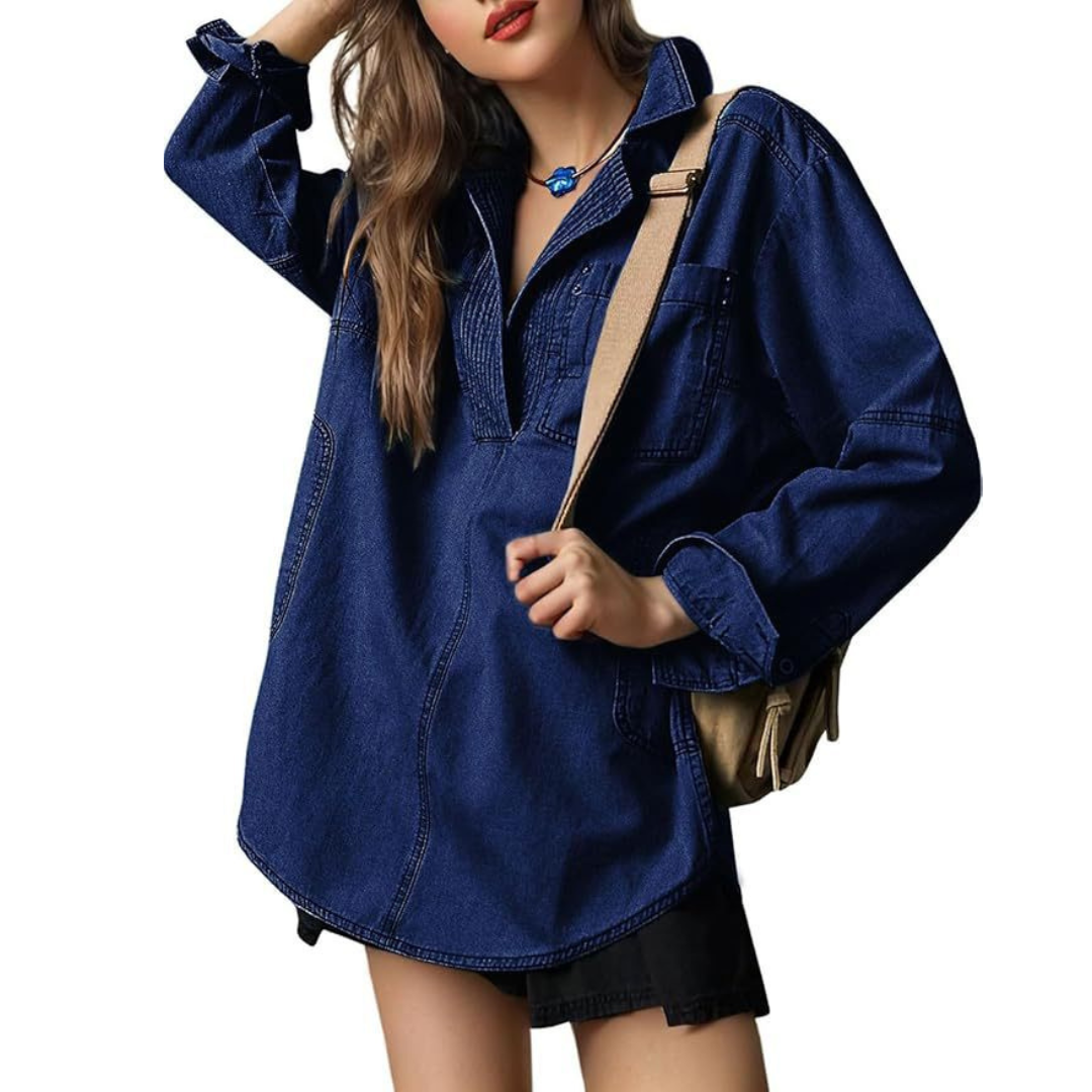 Emilia | Chic V-Izrezani Denimski Tunika Top