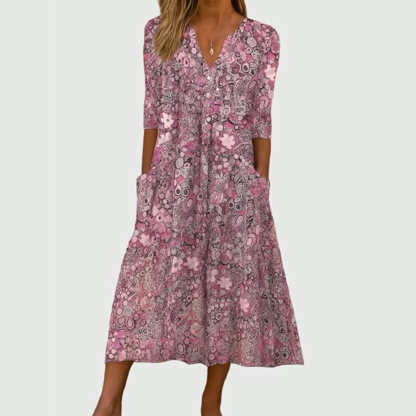 Evelyn | Elegantna Midi Haljina Sa Džepovima