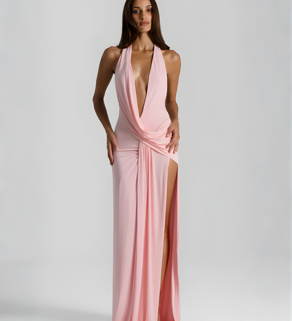 Mila | Halter Neck Backless Maxi Dress