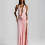 Mila | Halter Neck Backless Maxi Dress