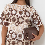 Clip Top Soft Rectangle Clutch - Čokolada