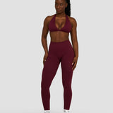 Elevate™ Sculpting Seamless V-Neck Halter Bra | Merlot
