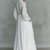 Patchwork Leinen Maxi Haljina sa Stehkragnom