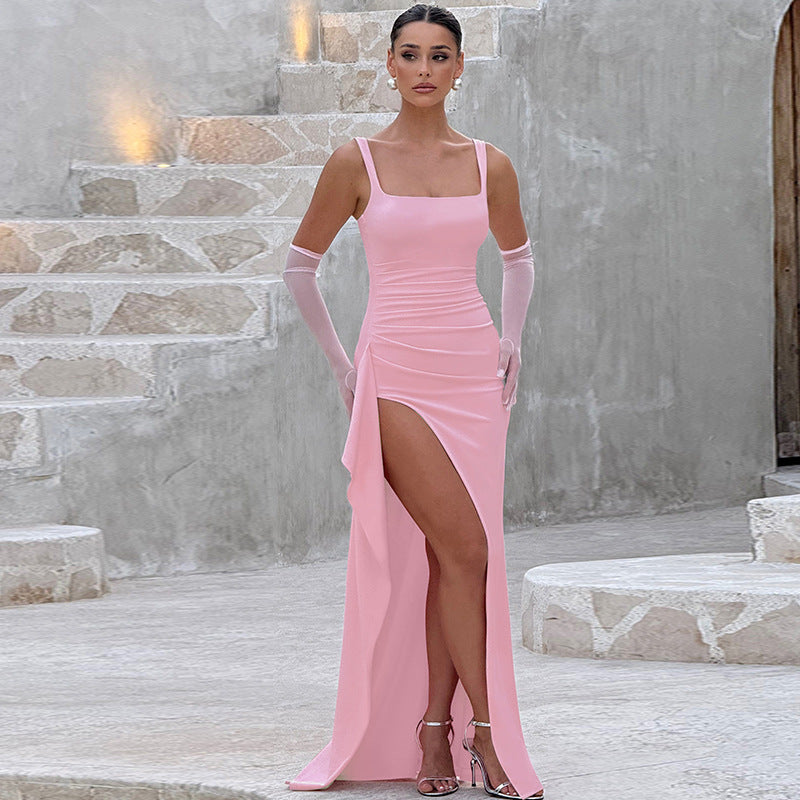 Marilyn | Elegantna svečana slip maksi haljina sa otvorenim leđima