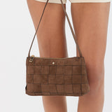 Portia Woven Shoulder Bag - Čokoladni Suede / Zlato