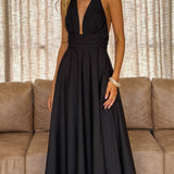 Kathy Halter Neck Maxi Haljina - Crna
