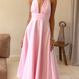 Kathy Halter Neck Maxi Haljina - Svetlo Roza