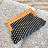 Zoey Tanak Stripe Drveni Okvir Clutch - Crna