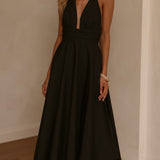 Kathy Halter Neck Maxi Haljina - Crna