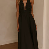 Kathy Halter Neck Maxi Haljina - Crna