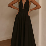Kathy Halter Neck Maxi Haljina - Crna
