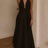 Kathy Halter Neck Maxi Haljina - Crna
