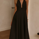 Kathy Halter Neck Maxi Haljina - Crna