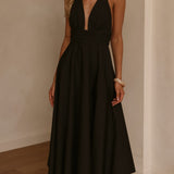 Kathy Halter Neck Maxi Haljina - Crna