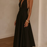 Kathy Halter Neck Maxi Haljina - Crna
