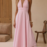 Kathy Halter Neck Maxi Haljina - Svetlo Roza