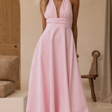 Kathy Halter Neck Maxi Haljina - Svetlo Roza