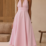 Kathy Halter Neck Maxi Haljina - Svetlo Roza