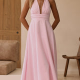 Kathy Halter Neck Maxi Haljina - Svetlo Roza