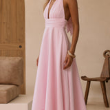 Kathy Halter Neck Maxi Haljina - Svetlo Roza