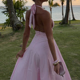 Kathy Halter Neck Maxi Haljina - Svetlo Roza