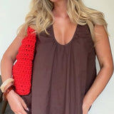 Vanessa Oversized Mini Haljina - Čokolada