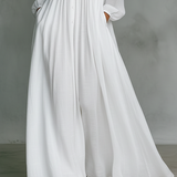 Patchwork Leinen Maxi Haljina sa Stehkragnom